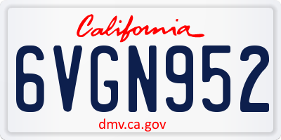 CA license plate 6VGN952