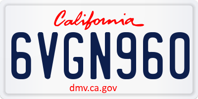 CA license plate 6VGN960