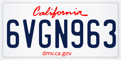 CA license plate 6VGN963