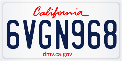 CA license plate 6VGN968