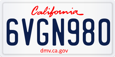 CA license plate 6VGN980