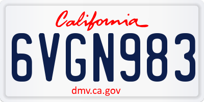 CA license plate 6VGN983
