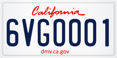 CA license plate 6VGO001