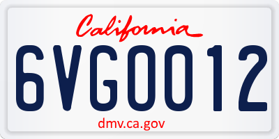CA license plate 6VGO012