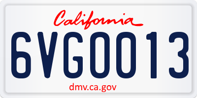 CA license plate 6VGO013