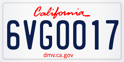 CA license plate 6VGO017
