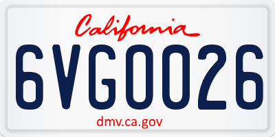CA license plate 6VGO026