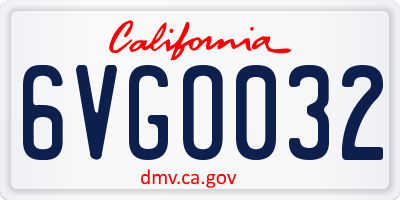 CA license plate 6VGO032