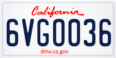 CA license plate 6VGO036