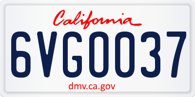 CA license plate 6VGO037