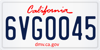 CA license plate 6VGO045