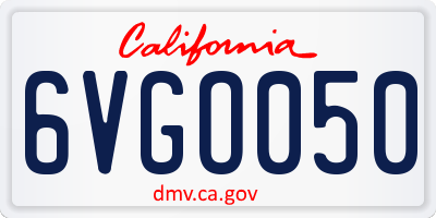 CA license plate 6VGO050