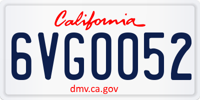 CA license plate 6VGO052
