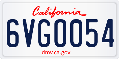 CA license plate 6VGO054