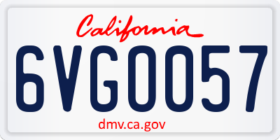 CA license plate 6VGO057