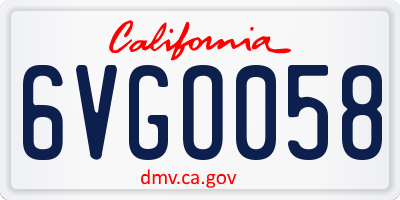 CA license plate 6VGO058