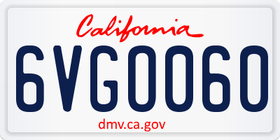 CA license plate 6VGO060