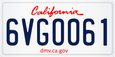 CA license plate 6VGO061