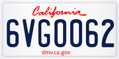 CA license plate 6VGO062