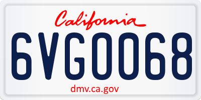 CA license plate 6VGO068