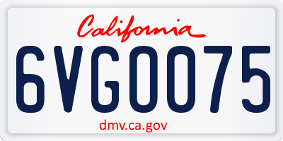 CA license plate 6VGO075