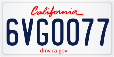 CA license plate 6VGO077