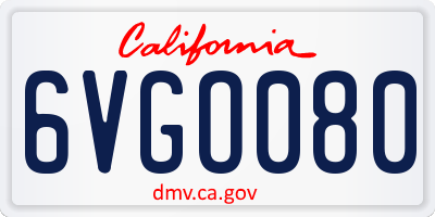 CA license plate 6VGO080