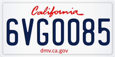 CA license plate 6VGO085