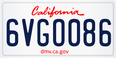 CA license plate 6VGO086