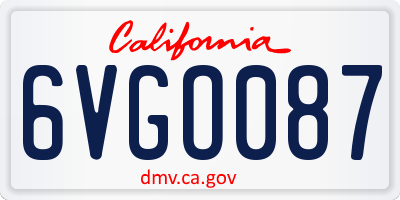 CA license plate 6VGO087