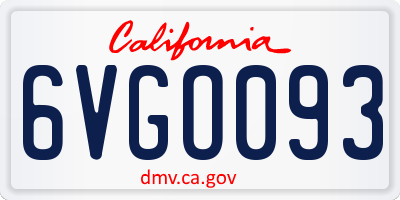 CA license plate 6VGO093