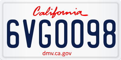 CA license plate 6VGO098