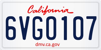 CA license plate 6VGO107