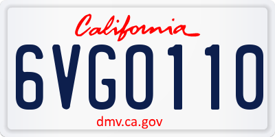 CA license plate 6VGO110
