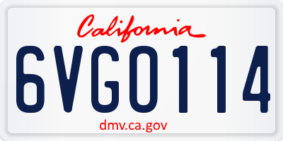 CA license plate 6VGO114