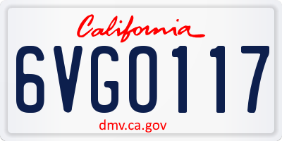 CA license plate 6VGO117