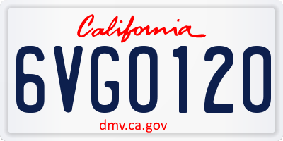 CA license plate 6VGO120