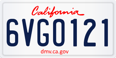 CA license plate 6VGO121