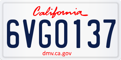 CA license plate 6VGO137