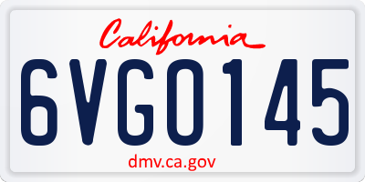 CA license plate 6VGO145