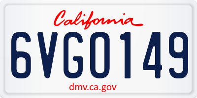 CA license plate 6VGO149