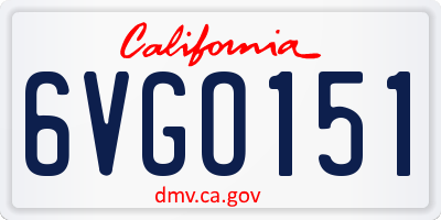 CA license plate 6VGO151