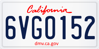 CA license plate 6VGO152