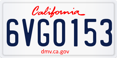 CA license plate 6VGO153