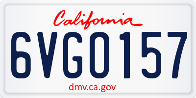CA license plate 6VGO157
