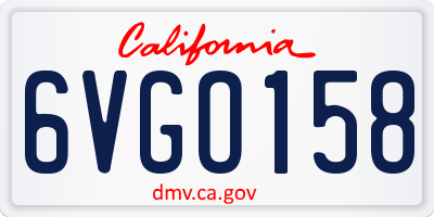 CA license plate 6VGO158