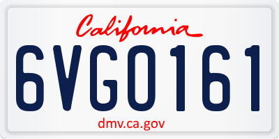 CA license plate 6VGO161