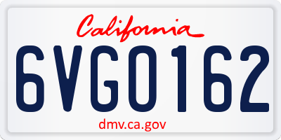 CA license plate 6VGO162