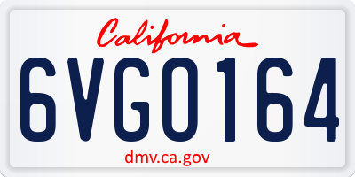 CA license plate 6VGO164