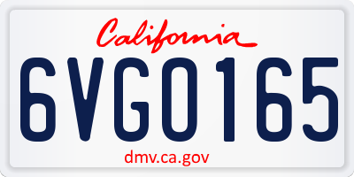 CA license plate 6VGO165